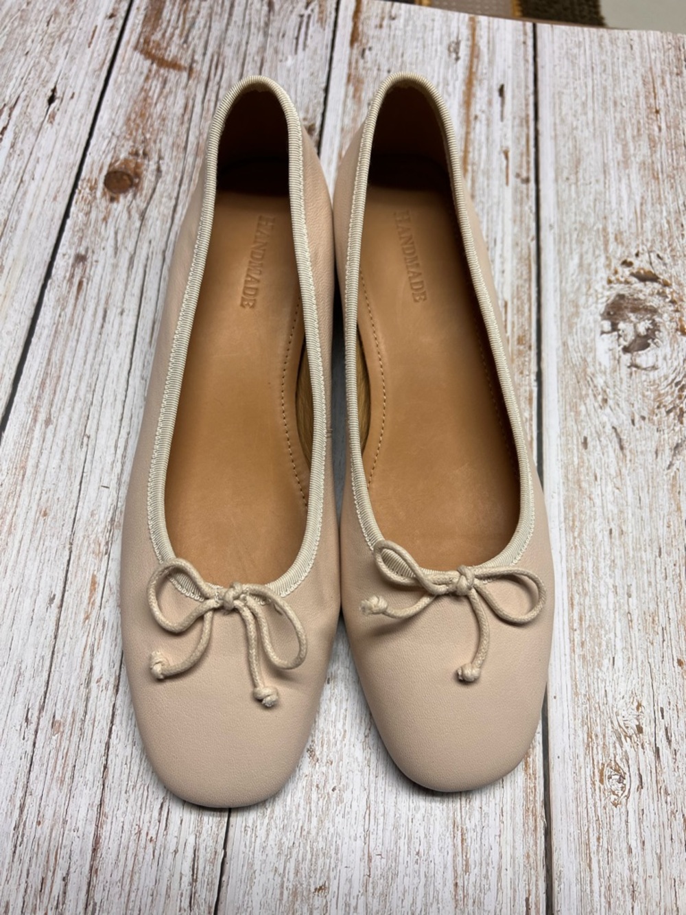 Handmade Women's leather Ballet Flats in Blush